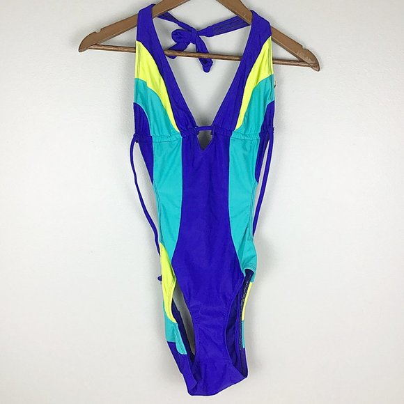 Hobie Hailey Blue Colorblock Halter Monokini - Picture 2 of 7